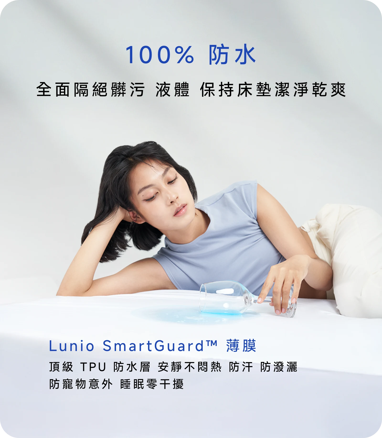 Lunio Smartguard 天絲防水保潔墊，100%防水，採用TPU靜音薄膜
