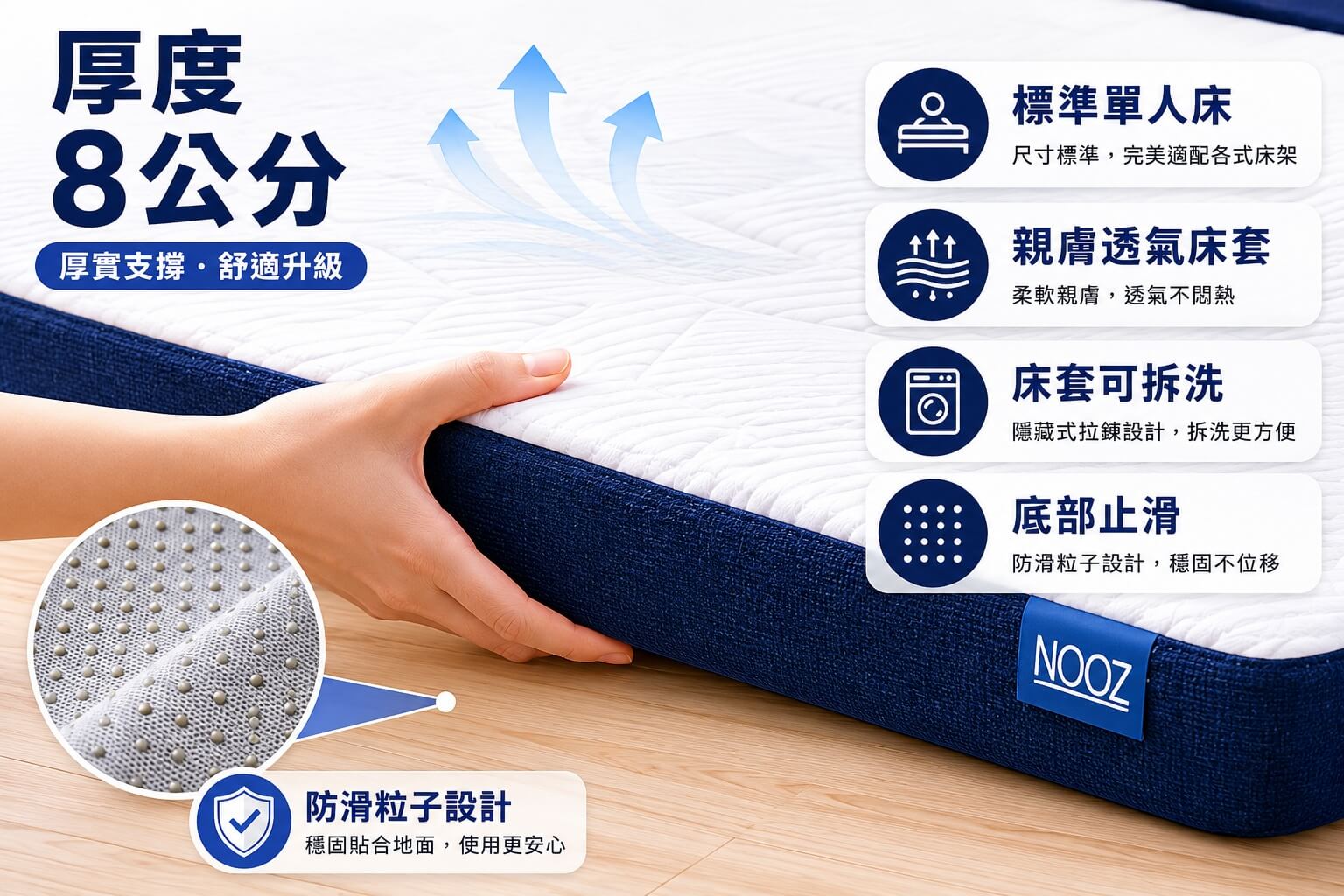 Nooz FlexiRest Trifold Topper 三折疊日式床墊(厚8cm) 4 三折疊日式床墊