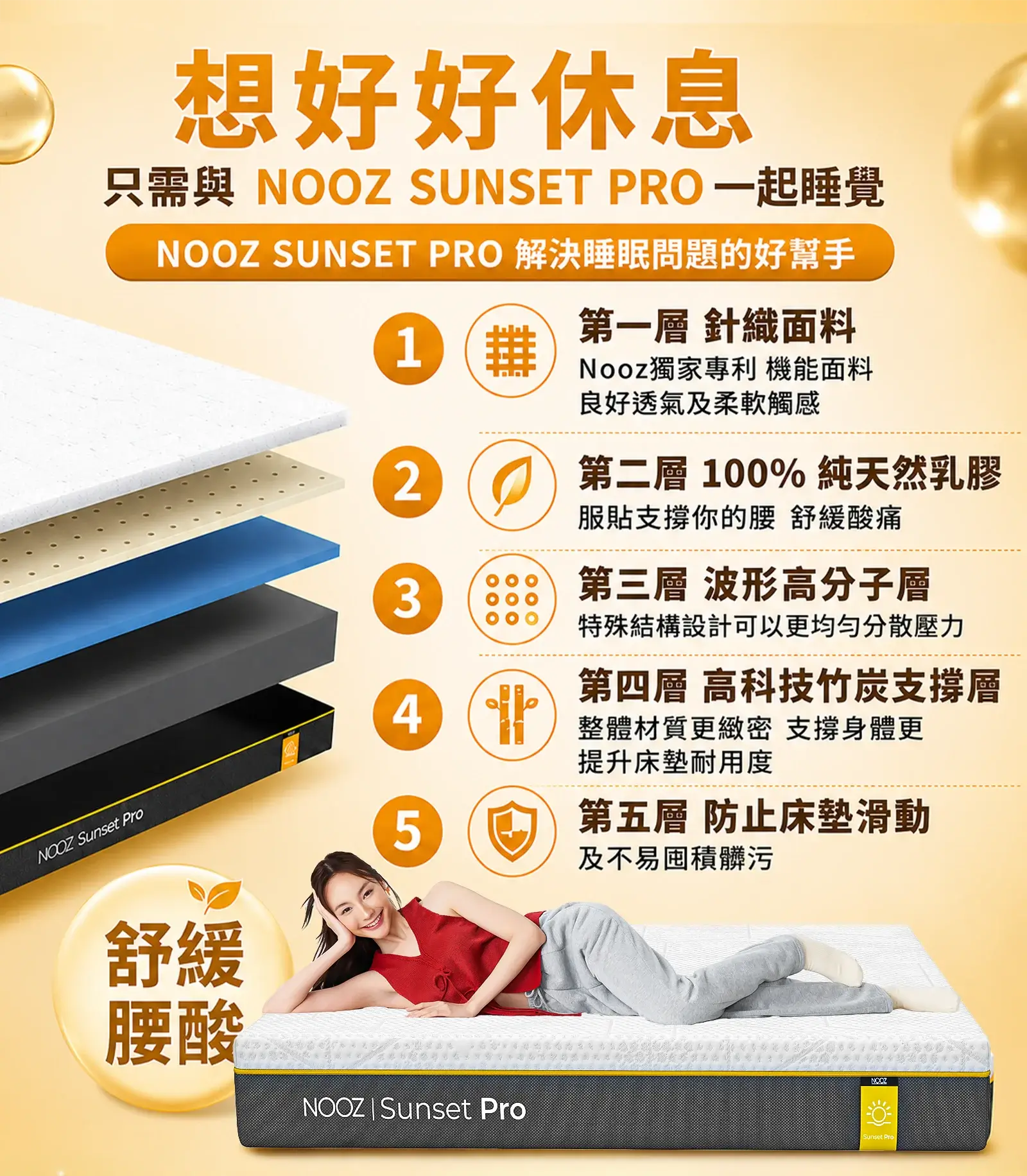 Sunset Pro乳膠床墊 結構