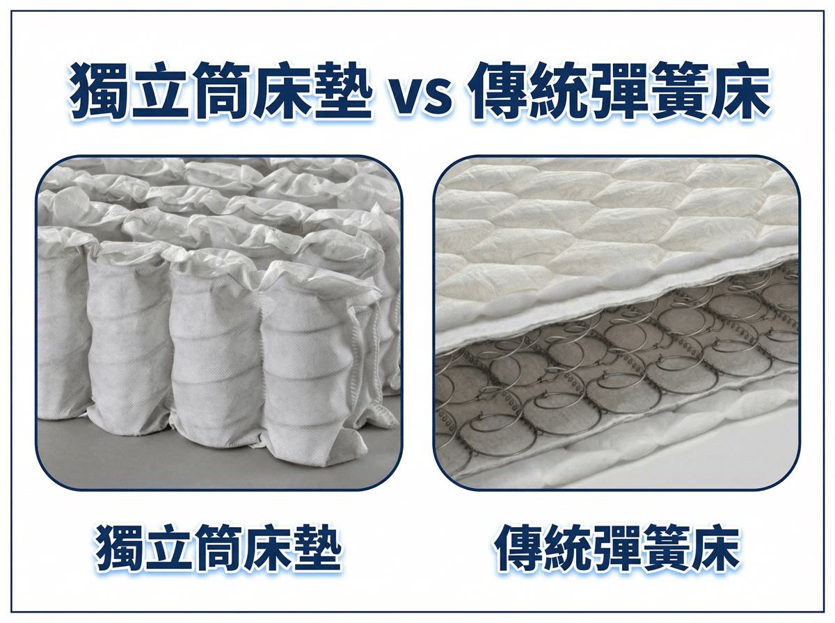 獨立筒床墊 vs 傳統彈簧床比較